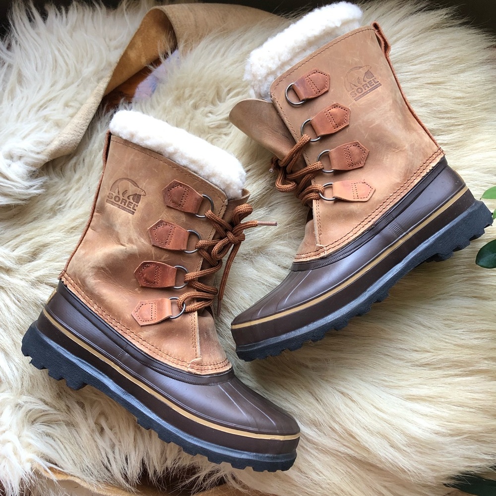 SOLD Sorel chestnut leather winter boots - Picture 1 of 11
